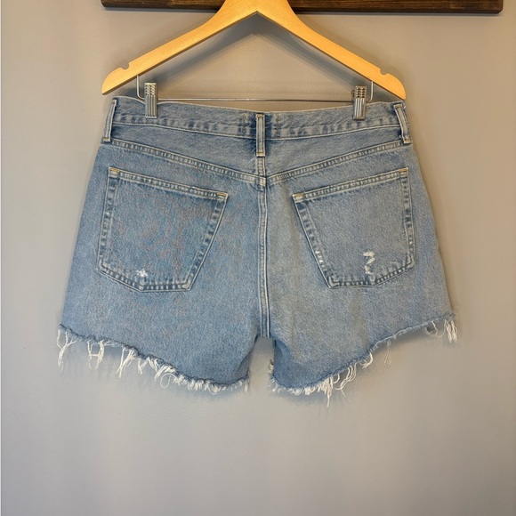 Ag Adriano Goldschmied Blue Jean Highrise Shorts Distressed Style size 32 - Picture 3 of 10